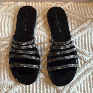 Chinese Laundry Black Studded Slides